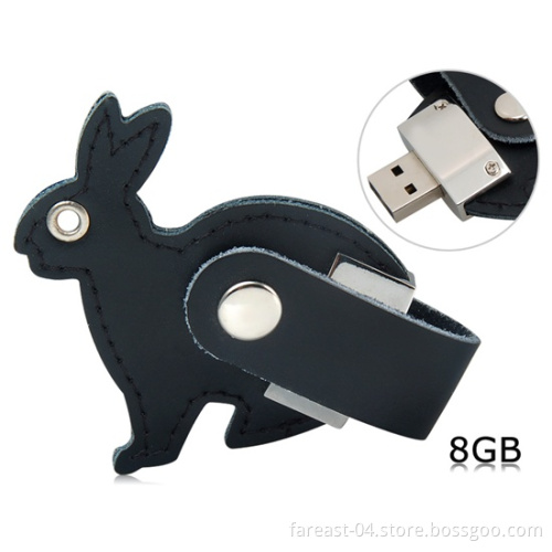 Leather Rabbit USB Flash Drive Swivel USB Driver